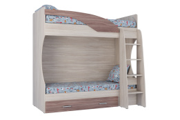 Кровать двухъярусная, модульной системы Город, Ясень Шимо светлый/Шимо темный, СВ Мебель (Россия)