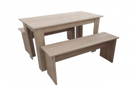 Стол обеденный Стол + 2 скамейки, Дуб Сонома , MEBEL SERVICE (Украина)