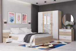 Комплект мебели для спальни Леси, Сонома/Белый, Горизонт(Россия)