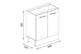Шкаф кухонный 600, 2Д  как часть комплекта Подснежник МДФ фотопечать, Сизый, Стендмебель (Россия)