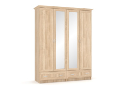 Шкаф для одежды 4Д  как часть комплекта Соната 2, Дуб Самоа, MEBEL SERVICE (Украина)