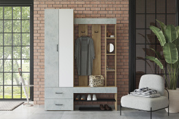 Шкаф прихожая 2Д  Домино, Бетон, Горизонт (Россия)