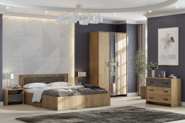 Комплект мебели для спальни МСП 1, Дуб Золотой/Камень темный, СВ Мебель(Россия)