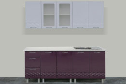 Комплект мебели для кухни Волна 2000, Белый/Баклажан, СВ Мебель(Россия)