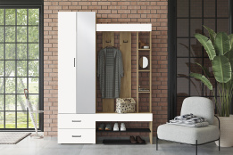 Шкаф прихожая 2Д  Домино, Белый, Горизонт (Россия)