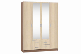 Шкаф для одежды 4Д  Квадро, Шимо светлый, Стендмебель (Россия)