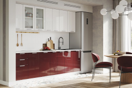 Комплект мебели для кухни Ксения 2600, Белый/Бордо, Стендмебель(Россия)