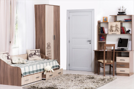 Кровать односпальная, модульной системы Город, Ясень, СВ Мебель (Россия)