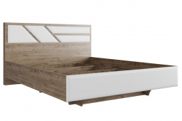 Кровать двуспальная как часть комплекта Лагуна 8, Гикори темный/Белый матовый, СВ Мебель (Россия)