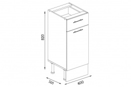 Шкаф-стол 400, 1Д  как часть комплекта Монтана, Венге/Сонома, БТС (Россия)