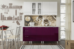 Комплект мебели для кухни Волна 1800, Белый/Баклажан, СВ Мебель(Россия)