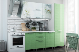 Комплект мебели для кухни Бьянка 2100, Салатовые блестки/фотопечать, БТС(Россия)