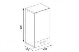 Шкаф кухонный 400, 1Д  как часть комплекта Глобал, Белый/Капучино, MEBEL SERVICE (Украина)