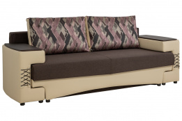 Диван прямой раскладной Токио, Поло шоколад,Крафт беж,Грэнби ява, Горизонт (Россия)