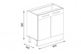 Шкаф под мойку 800,  2Д  как часть комплекта Глобал, Белый/Серый, MEBEL SERVICE (Украина)