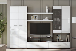 Стенка МГС 7, Белый Глянец, СВ Мебель (Россия)
