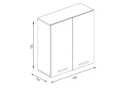 Шкаф кухонный 800, 2Д  как часть комплекта Катя NEW, Дуб Атланта, БТС (Россия)