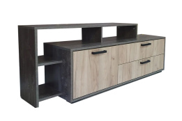 Тумба под ТВ 1Д 2Я Эдинбург, Дуб Крафт Серый/Железный Камень, Майя мебель (Россия)