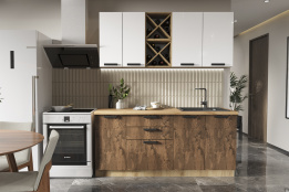 Комплект мебели для кухни Пасаденна 1800, Белый бриллиант/ Ржавый камень, Стендмебель(Россия)