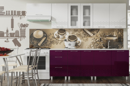 Комплект мебели для кухни Волна 2400, Белый/Баклажан, СВ Мебель(Россия)