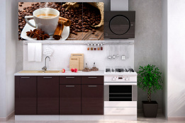 Комплект мебели для кухни Кофе МДФ фотопечать 1600, Рисунок Темный, Стендмебель(Россия)