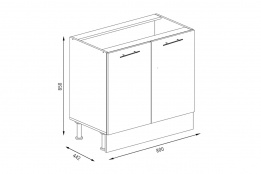 Шкаф под мойку 800, 2Д  как часть комплекта Кристалл, Шоколад, Фант Мебель (Россия)
