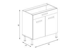 Шкаф-стол 700, 2Д  как часть комплекта Тренд, Белый/Сонома, Горизонт (Россия)