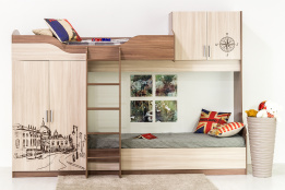 Кровать двухъярусная, модульной системы Город, Ясень, СВ Мебель (Россия)