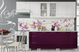 Комплект мебели для кухни Волна 2600, Белый/Баклажан, СВ Мебель(Россия)