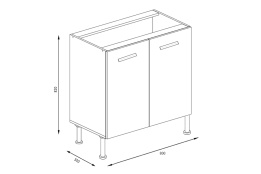 Шкаф под мойку 800, 2Д  как часть комплекта Катя NEW, Ясень Шимо темный, БТС (Россия)