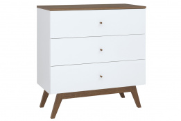 Комод 3Я Хеда, Белый Блеск/Лиственница сибирская золотая, БРВ Брест (Беларусь)