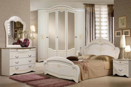Комплект мебели для спальни Джамиля, Белый/Золото, Слониммебель(Беларусь)