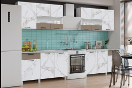 Комплект мебели для кухни Тренд 2600, Мрамор милк/Холст латте/антарес, Горизонт(Россия)