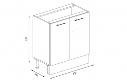 Шкаф под мойку 800, 2Д  как часть комплекта СОФТ-7, Страйп черный, Фант Мебель (Россия)