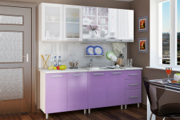 Комплект мебели для кухни Люкс Акварель 2000, Фиолетовый/Белый, БТС(Россия)