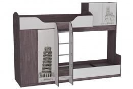 Кровать двухъярусная Омега 18, Ясень Анкор Темный/Светлый, Фант Мебель (Россия)