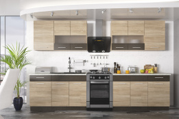 Комплект мебели для кухни Грета NEW 2600, Сонома/ривера труфиль, MEBEL SERVICE(Украина)