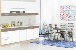 Комплект мебели для кухни Глобал 2000, Белый/Капучино, MEBEL SERVICE(Украина)