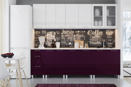 Комплект мебели для кухни Волна 2600, Белый/Баклажан, СВ Мебель(Россия)