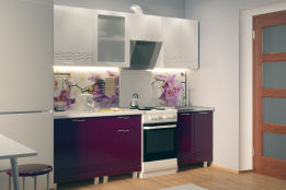 Комплект мебели для кухни Волна 2200, Белый/Баклажан, СВ Мебель(Россия)