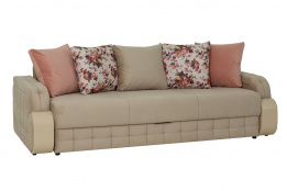 Диван прямой раскладной Антей, GROUND 01(бежевый)/ARCADIA SALMON/Fantasy F.F42, АСМ Элегант (Россия)