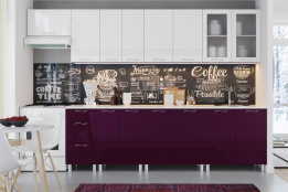 Комплект мебели для кухни Волна 3200, Белый/Баклажан, СВ Мебель(Россия)