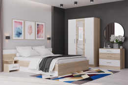 Комплект мебели для спальни Леси, Сонома/Белый, Горизонт(Россия)