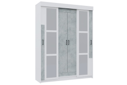 Шкаф-купе 4Д  Виктор, Белый/Бетон, Горизонт (Россия)