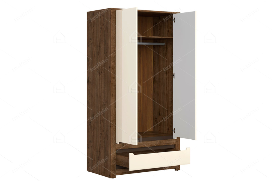 Шкаф для одежды 2Д  Русо, Жемчужный глянец, БРВ Брест (Беларусь)