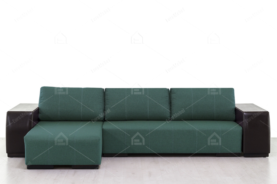 Диван угловой раскладной Дамаск, Magic Green(ПТК)/Экотекс 213, Мебельный Формат (Россия)