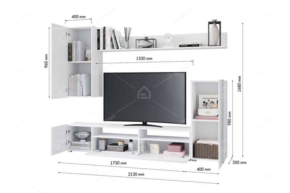 Стенка Лира ЛДСП, Белый, Горизонт (Россия)