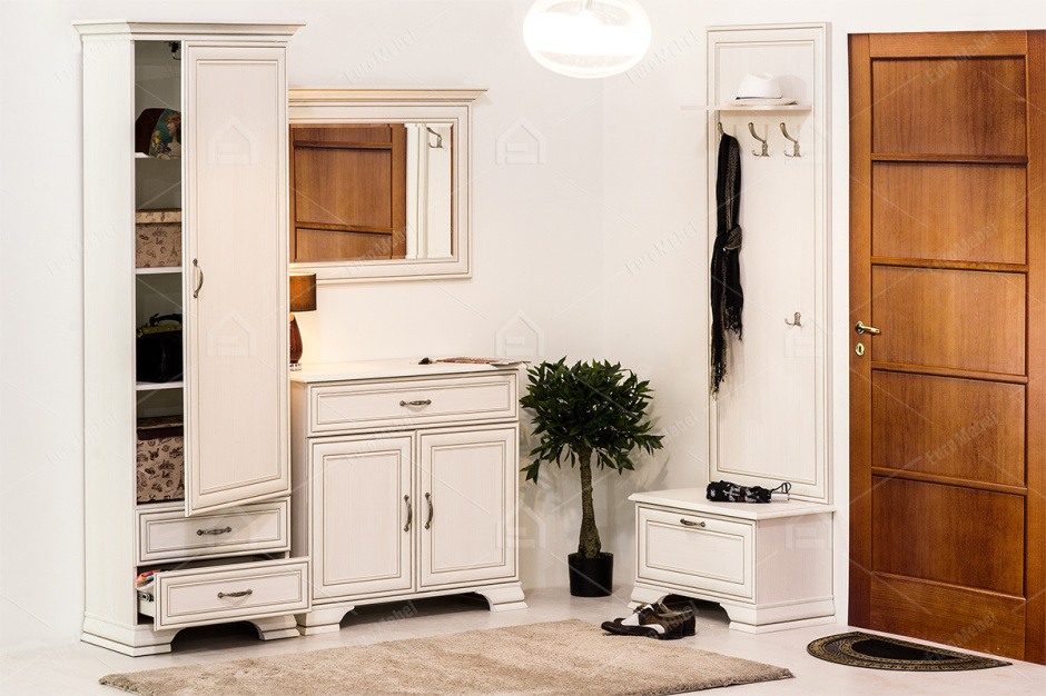 Шкаф пенал 1Д  (Tiffany 1D2S), коллекции Тиффани, Вудлайн Кремовый, Анрэкс (Беларусь)