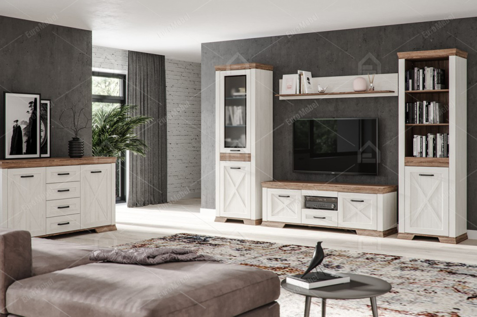 Полка навесная Марсель, Ясень снежный/Дуб сонома темный, БРВ Брест (Беларусь)