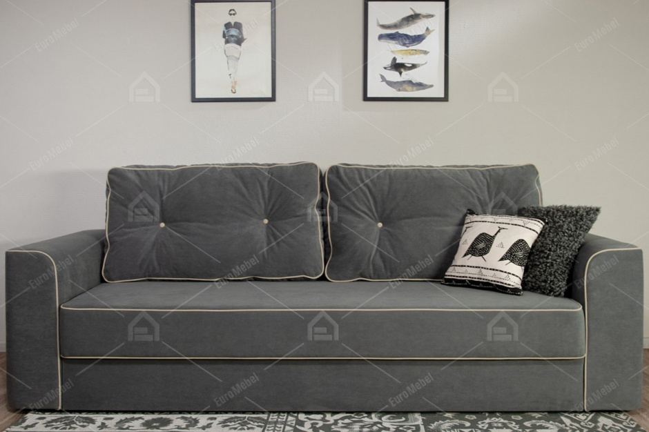 Диван прямой раскладной Сиеста, Ultra (grey), Ultra (sand), Империал (Россия)